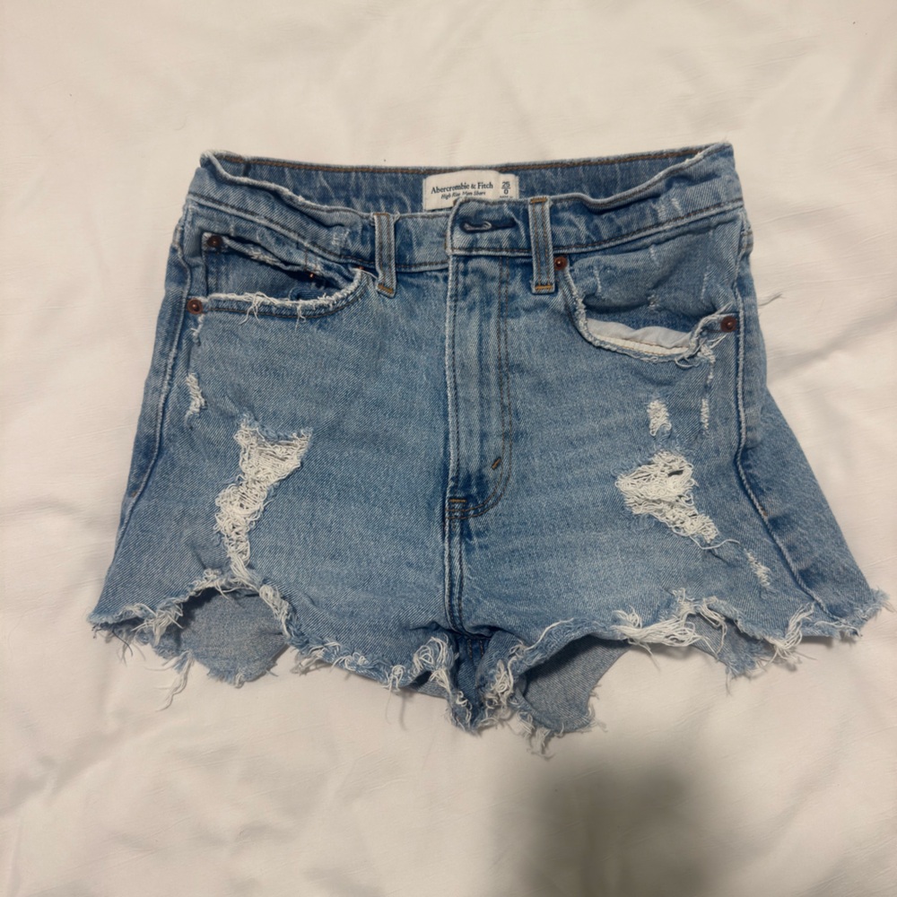 Abercrombie Distressed Denim Mom Shorts
